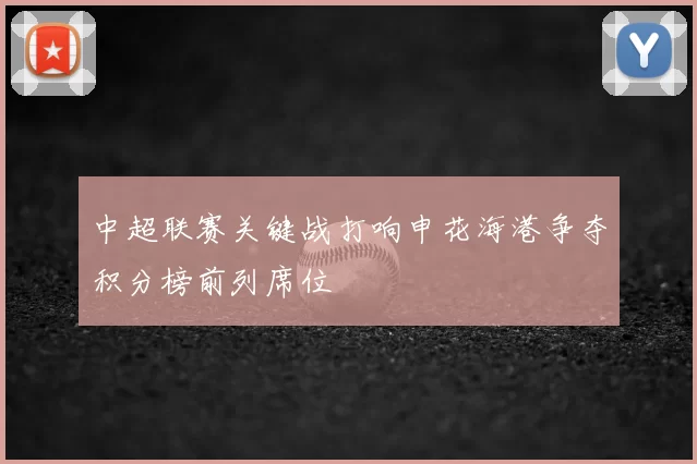 中超联赛关键战打响申花海港争夺积分榜前列席位